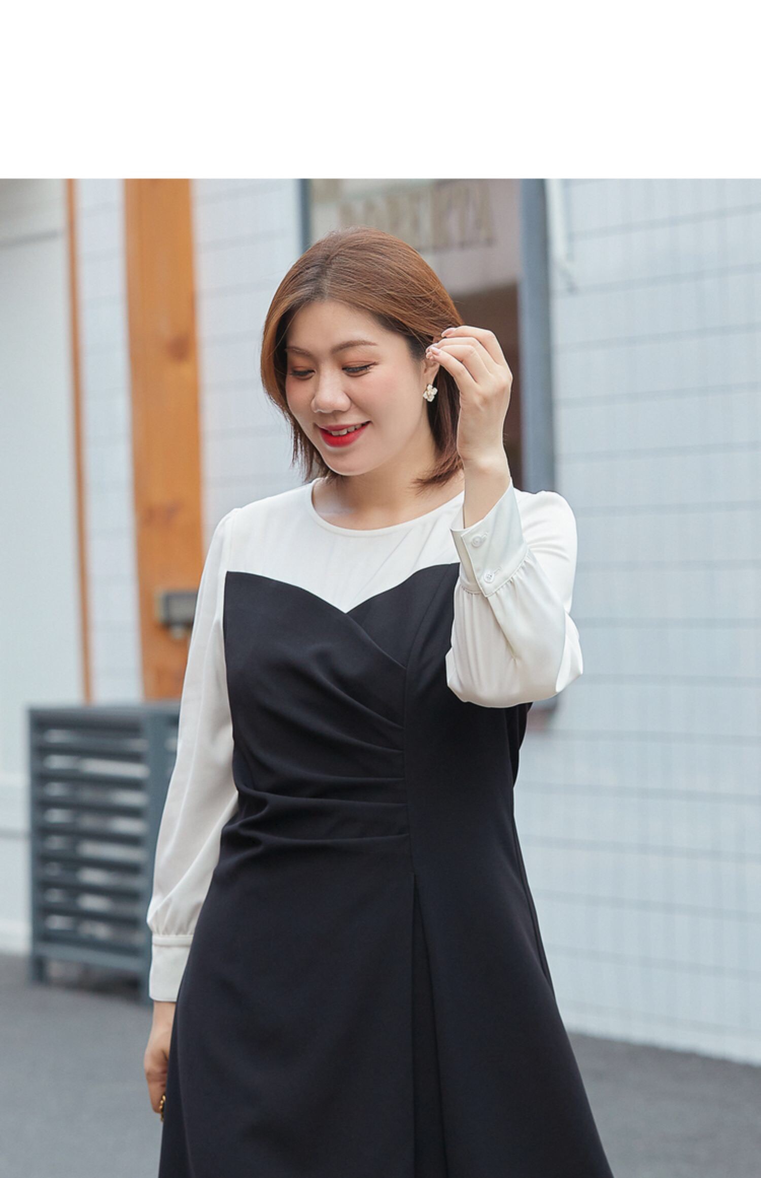 Đầm kiểu phối màu thanh lịch bigsize cao cấp - BSmd322