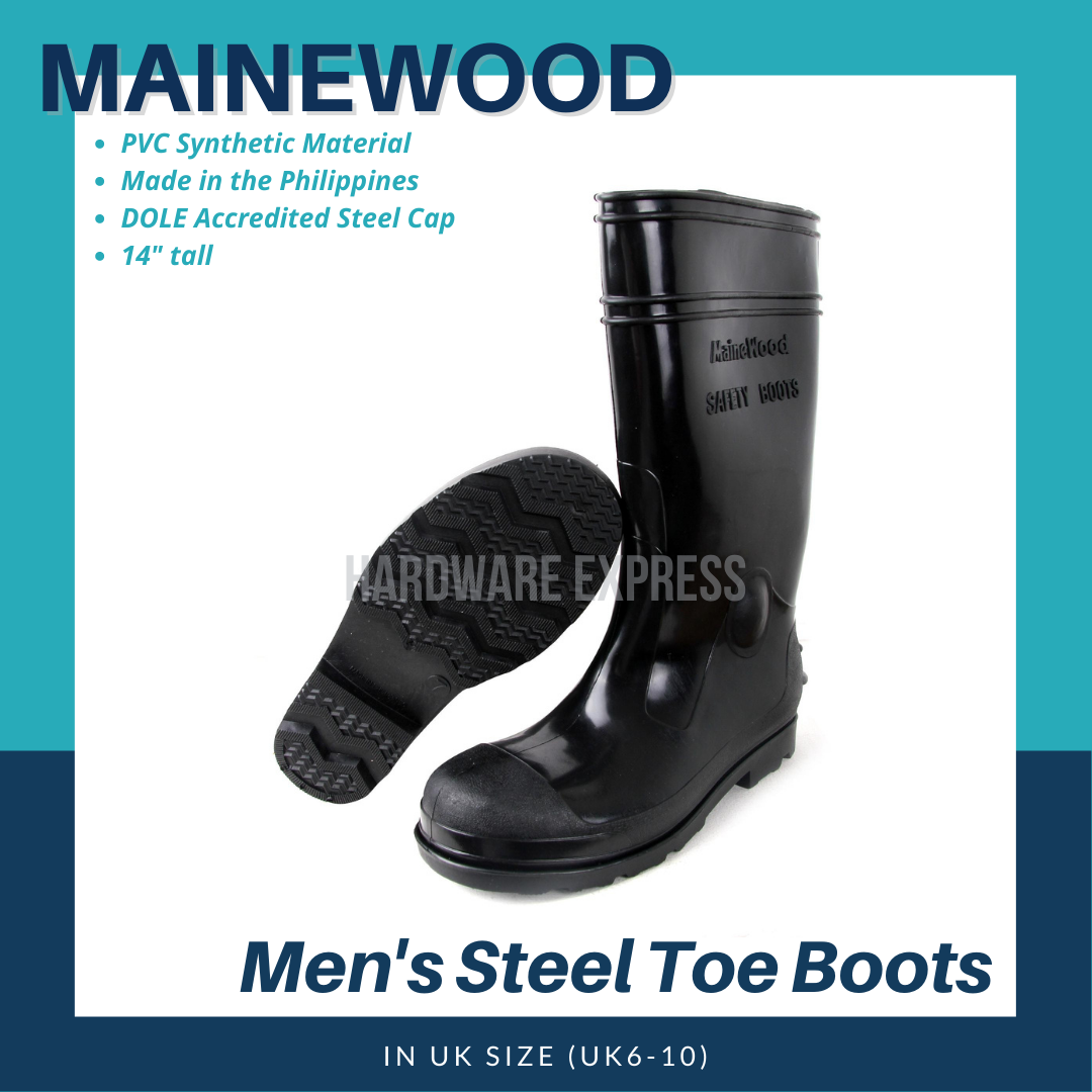 Mainewood Steel Toe Cap SAFETY RUBBER BOOTS (UK SIZE) Lazada PH