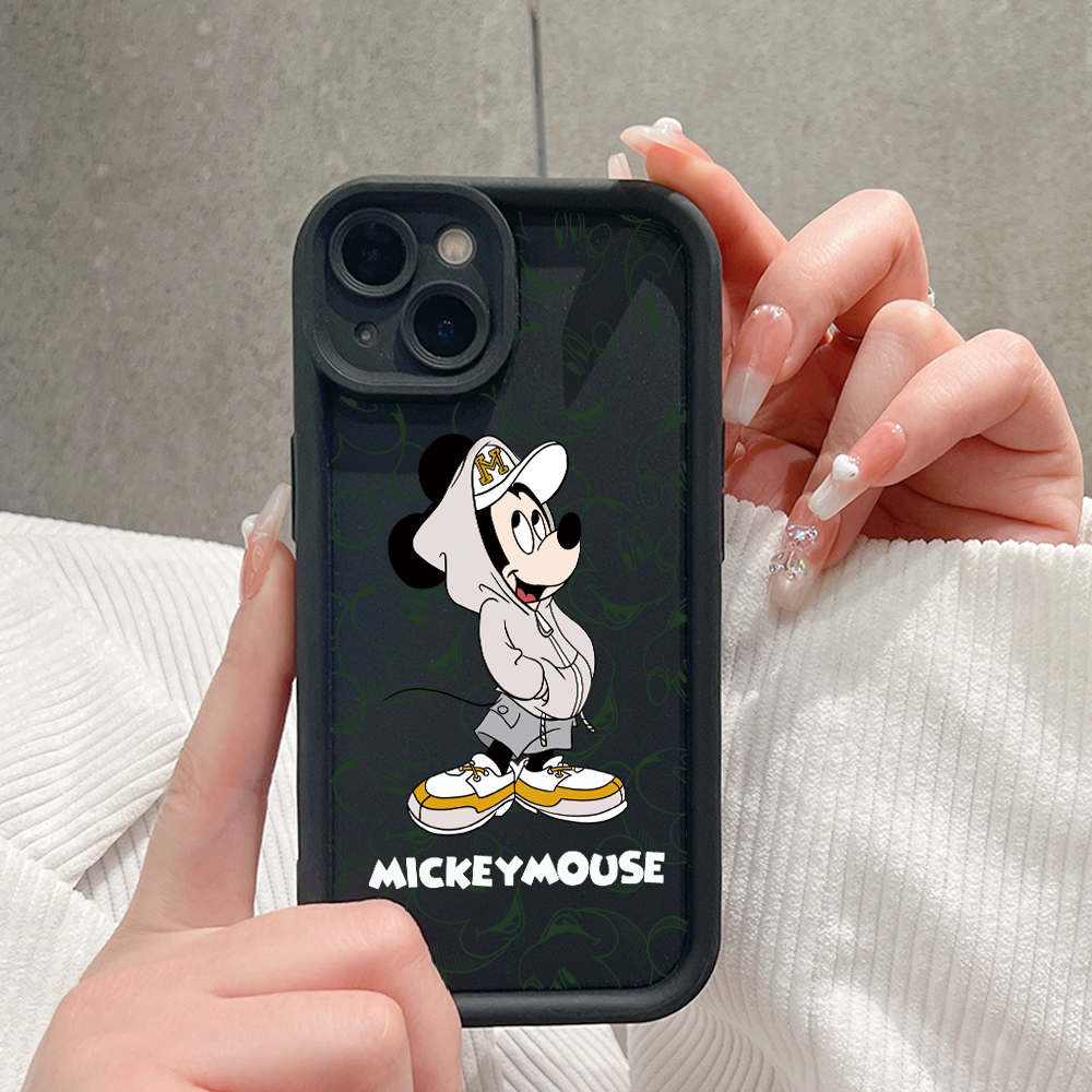 TA for Samsung A06 Back Cover Soft Square Ladder White Handsome Mouse Pattern Cases Silicone Camera Protection Phone Case. 