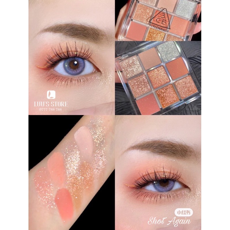 Bảng Phấn Mắt 9 Ô 3CE Multi Eye Color Palette Clear Layer #DELIGHTFUL #SHOT AGAIN [ Vỏ Trắng ]
