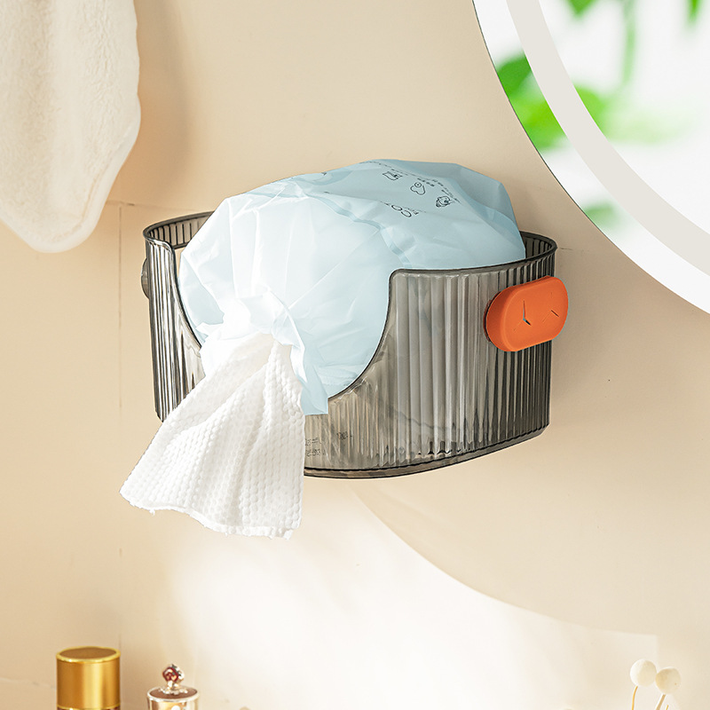 Bathroom wall hanging face towel storage box wall punch-free tissue box household paper towel box transparent