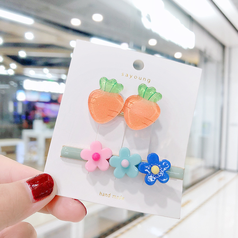 Set 2 kẹp mái hoa mai phối trái cây hè