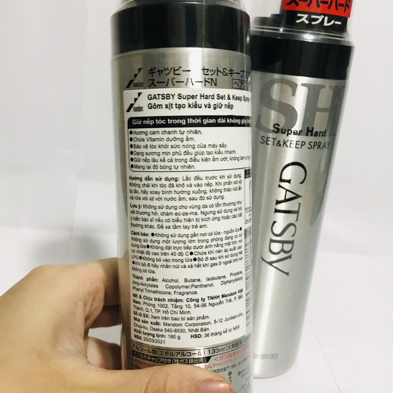 Gôm xịt tạo kiểu tóc GATSBY SET & KEEP SPRAY SUPER HARD 180g