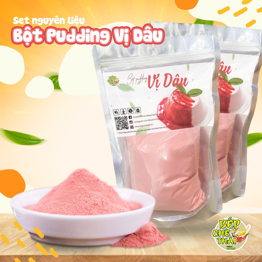 Set Làm Pudding Trứng, Dâu, Socola, Khoai Môn,matcha Bếp Chè Thái