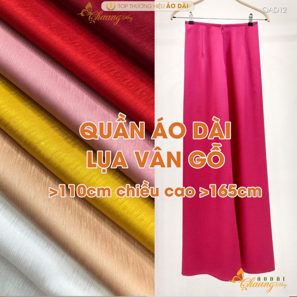 Quần mặc lụa Vân Gỗ 110cm áo dài cách tân nữ truyền thống may sẵn suông ống rộng mềm dự tiệc cưới lễ tết đẹp QAD12