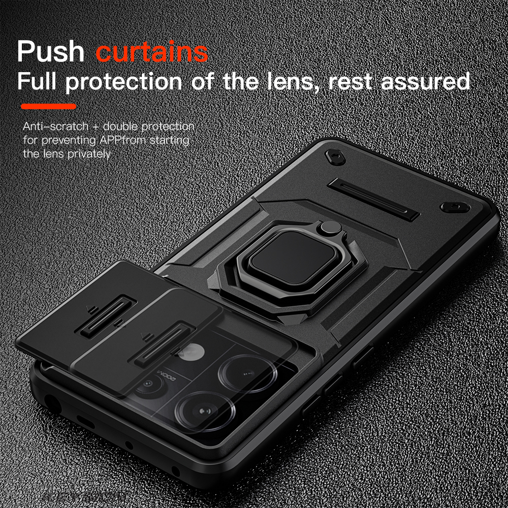 New Phone Case For Redmi Note 13R Pro Xiaomi Poco X6 NEO Cover Car Foldable Metal Bracket Sliding Camera Protection Hard Shockproof for Xiaomi Poco X6 NEO Redmi Note 13R Pro Case.