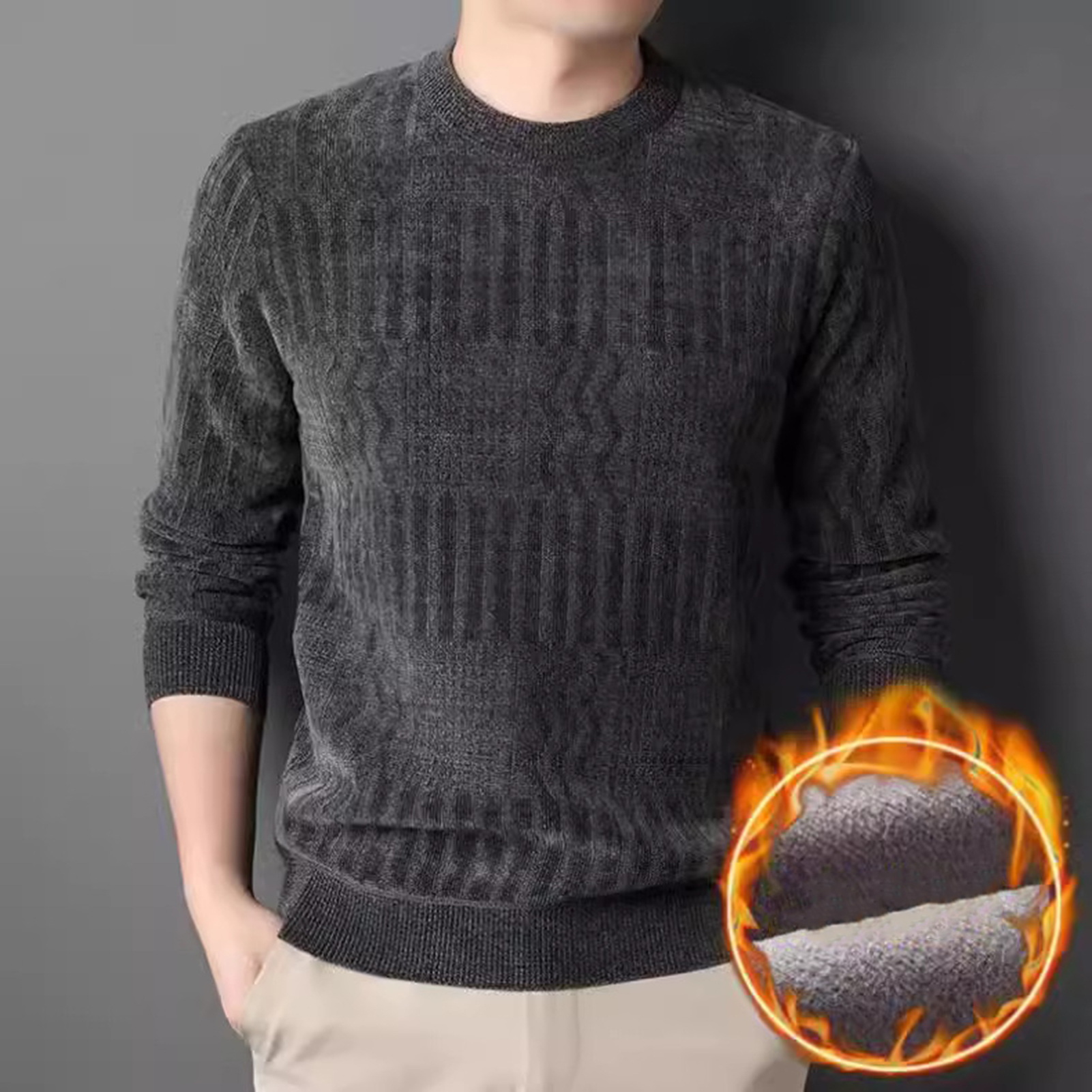 Tina Warmer, gemütlicher Herrenpullover, einfarbiger Herrenpullover, gemütlicher Strickpullover für Herren, warm, elastisch und Übergröße, perfekt für 21_voghion.com