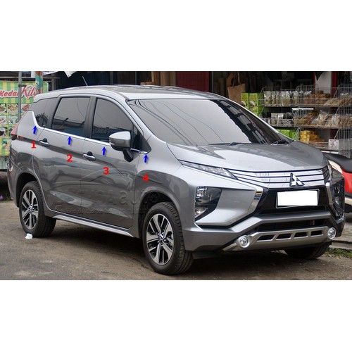 Nẹp inox viền chân kính xe xpander 2019-2020-2021-2022 hàng đẹp, sáng bóng op chan kinh, cong kinh