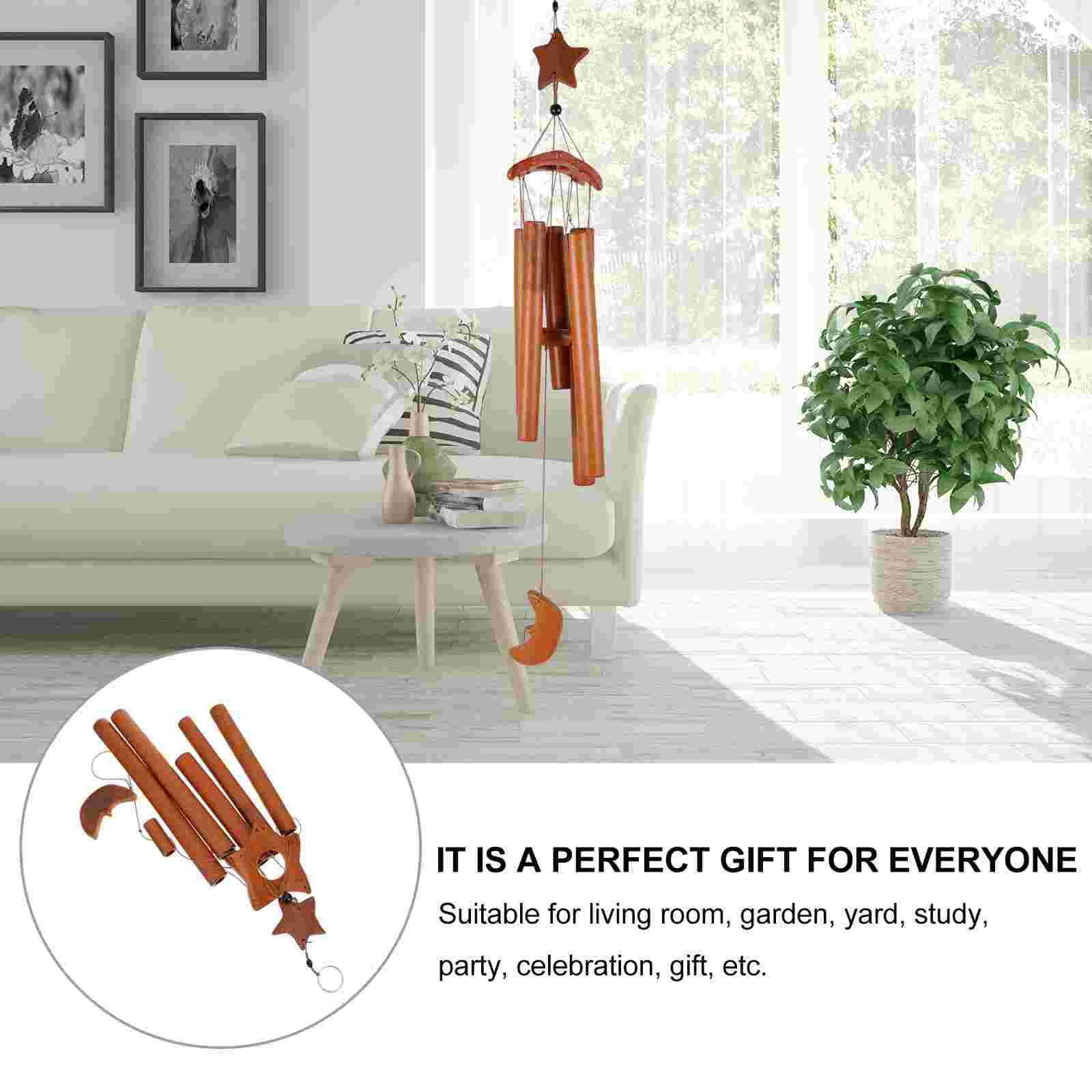 1Pc Bamboo Wind Chimes Creative Star Wind Bell Garden Hanging Decoration