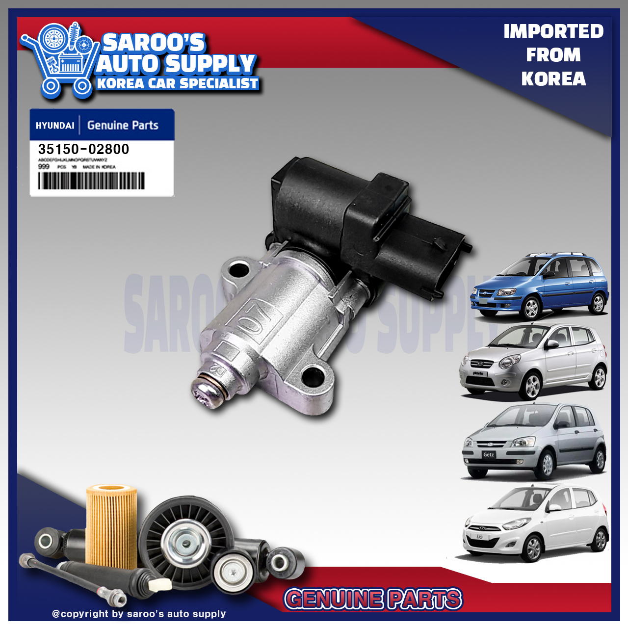 [Genuine] Idle Air Control Valve / Throttle Body actuator for I10 , Picanto , Getz , Matrix, Gas