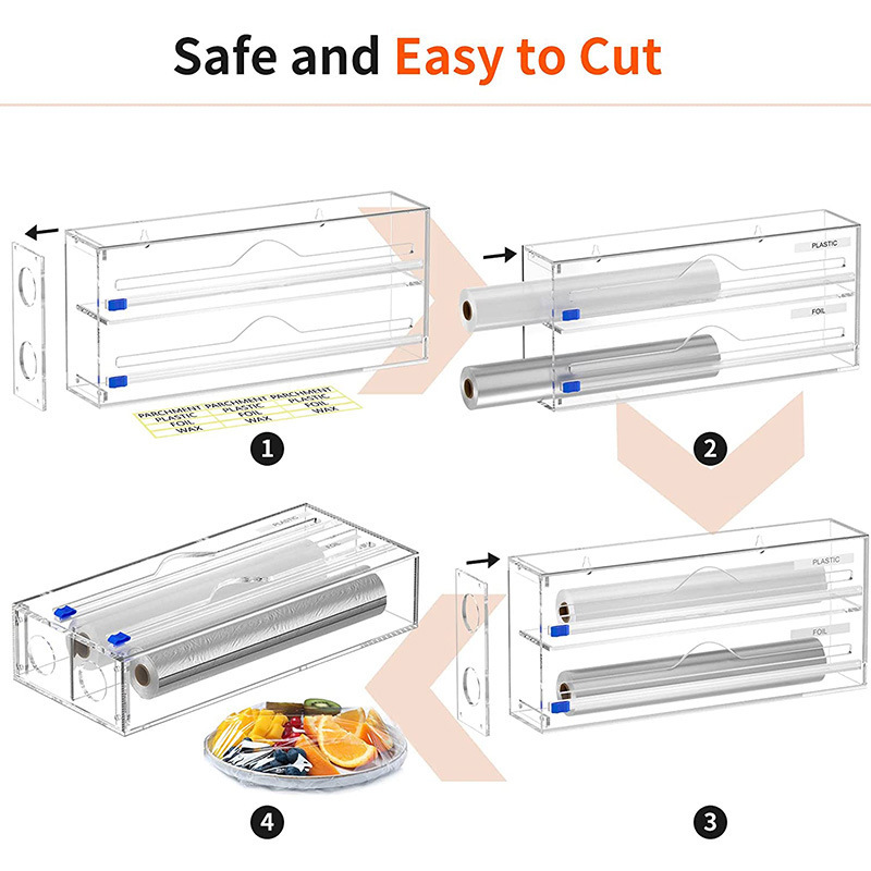 Plastic wrap storage box wall-mounted kitchen self-sealing bag transparent food bag sorting storage box