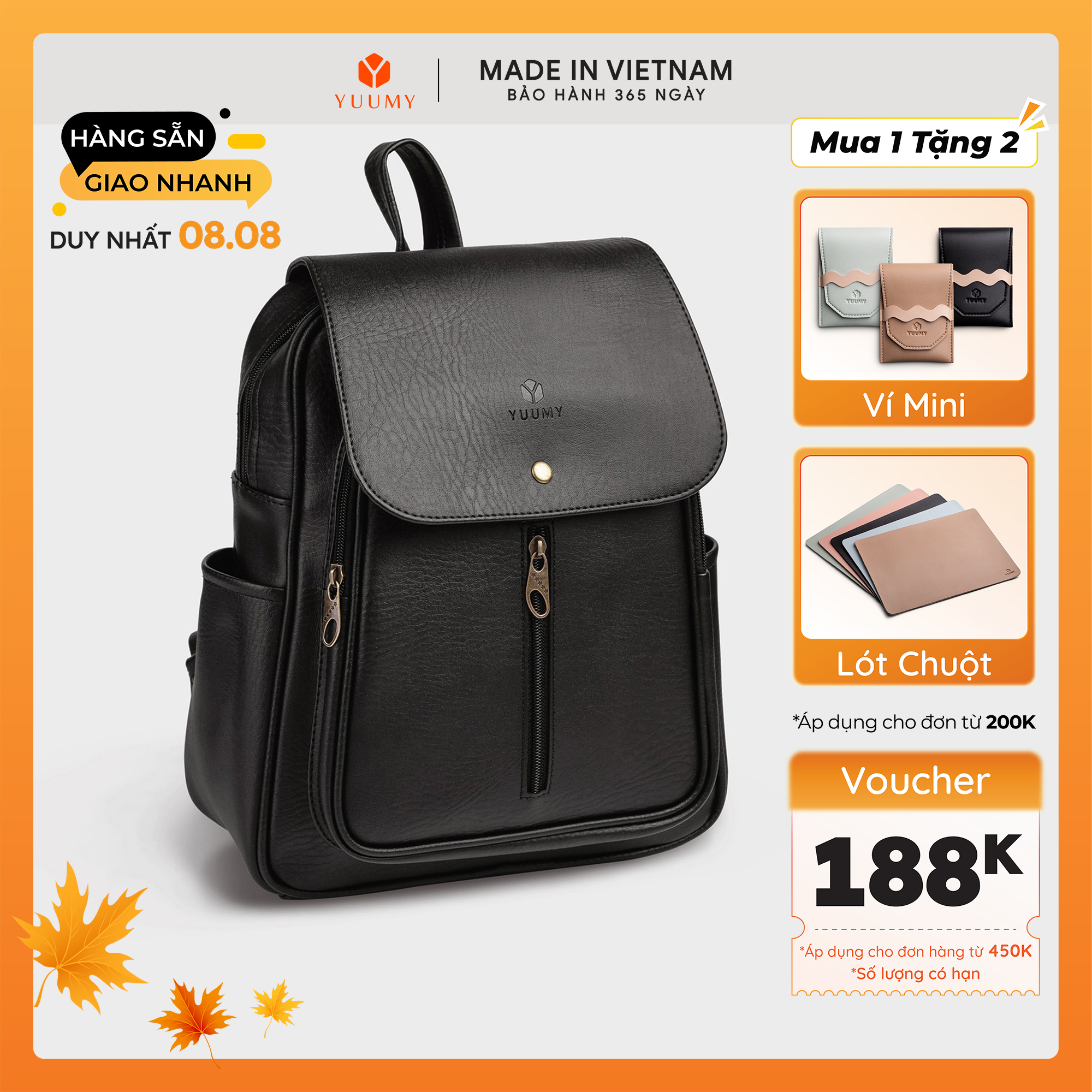 Yuumy Backpack (Basic Women's Fashion Fits A4 - Yba5 Leather Backpack)