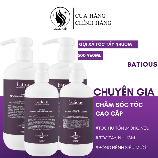 Dầu gội xả phục hồi, dưỡng ẩm, tăng phồng batious 500ml - 960ml