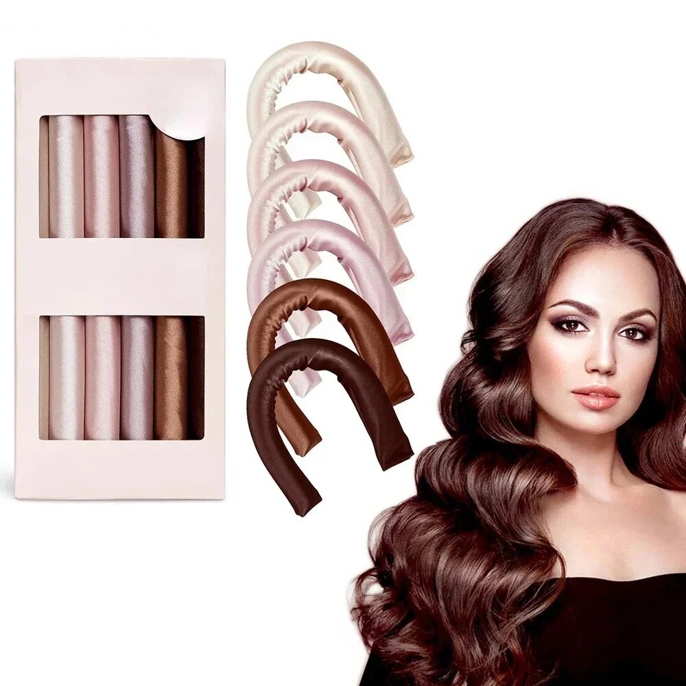 【Best Price Guaranteed】 New 6pcs Flexi Rods Satin Covered Hair Rollers No Heat Hair Curlers Heatless Curls Sleeping Soft Headband Diy Hair Styling Tools