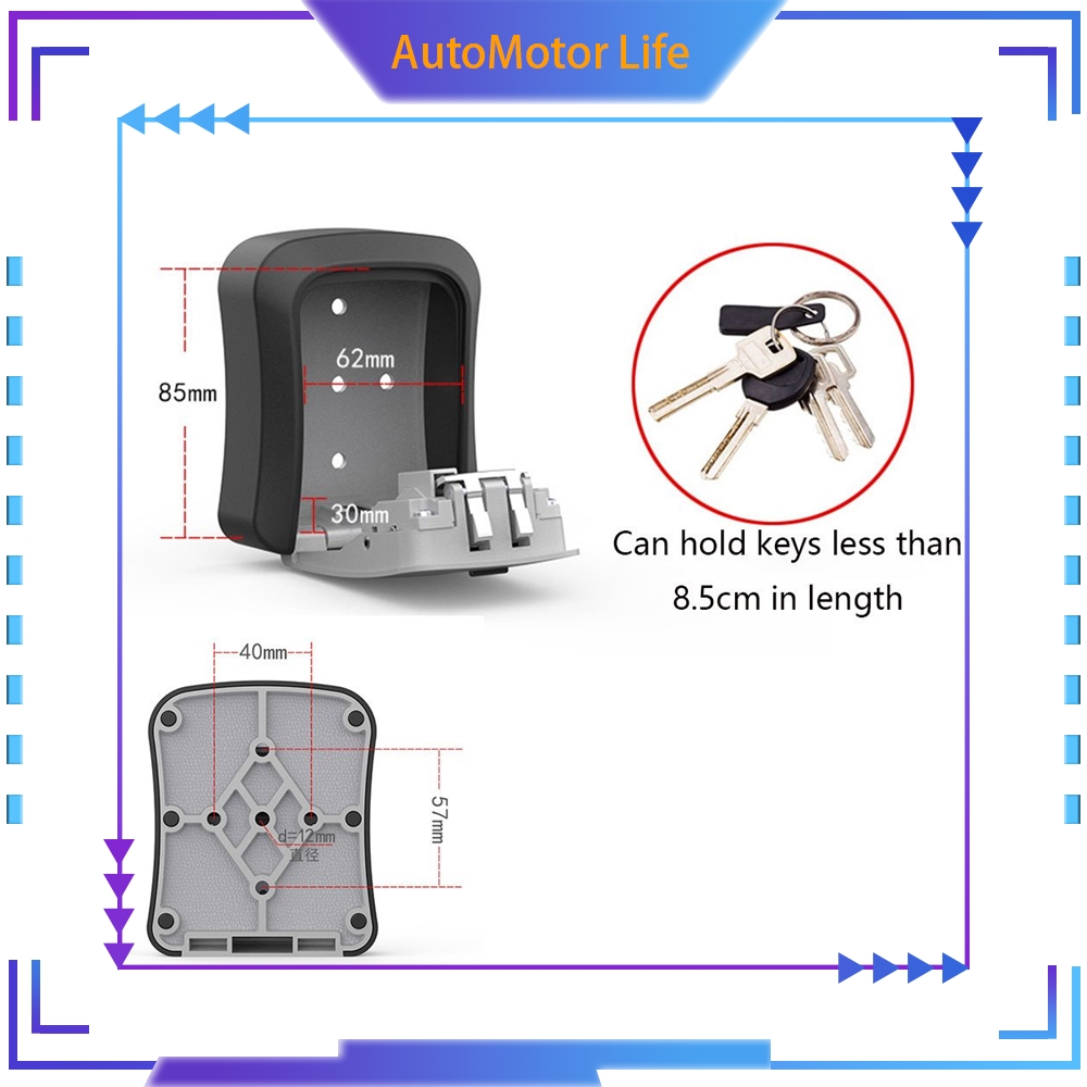 AutoMotor Life SUER Durable Key Box Indoor Outdoor Lock Storage Case Secure Boxes Engineering Plastic Weatherproof Wall Mounted 4 Digit Password Boxs/Multicolor
