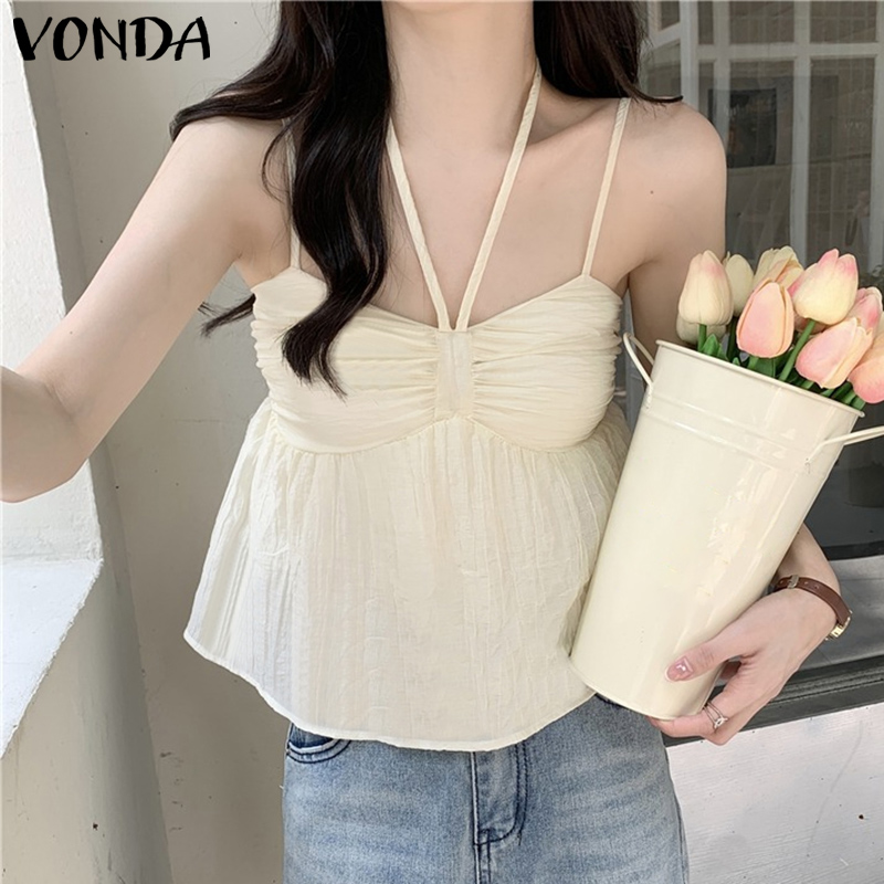 VONDA%20Women%20Korean%20Casual%20Flower%20Slant%20Shoulder%20Lantern%20Sleeve%20Tank%20(Korean%20Floral)%20-%20Image%203