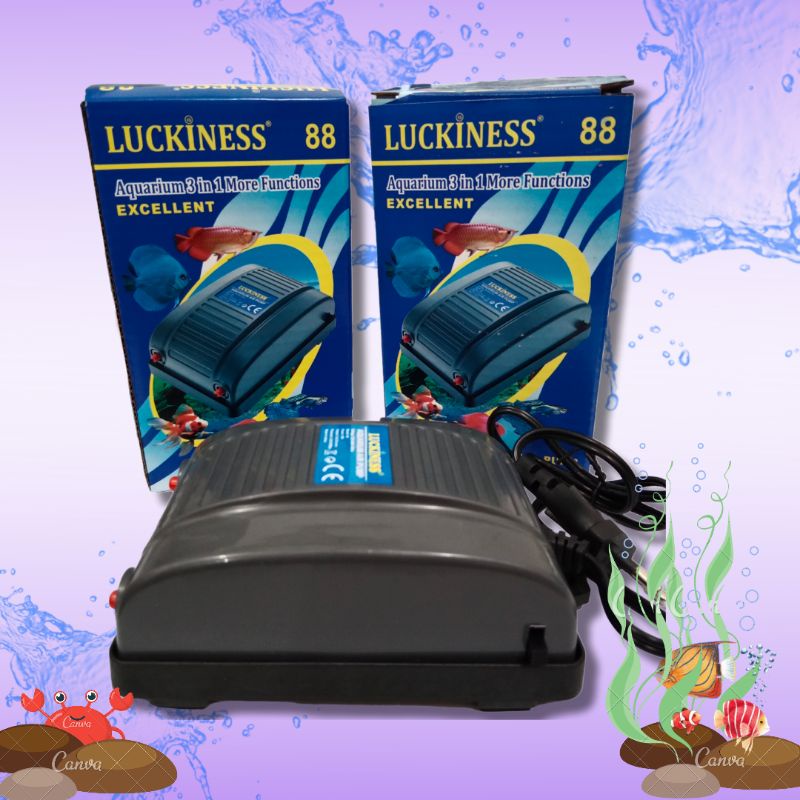Air Pump Aerator udara Dua Lubang LUCKINESS 88 oksigen dua saluran