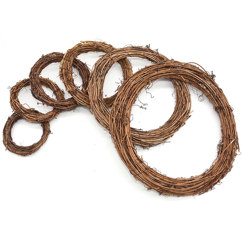 “：｛》 10/12/15/20/25/30cm round natural rattan ring christmas garland hanging ornament diy floral wreath wedding decoration home decor