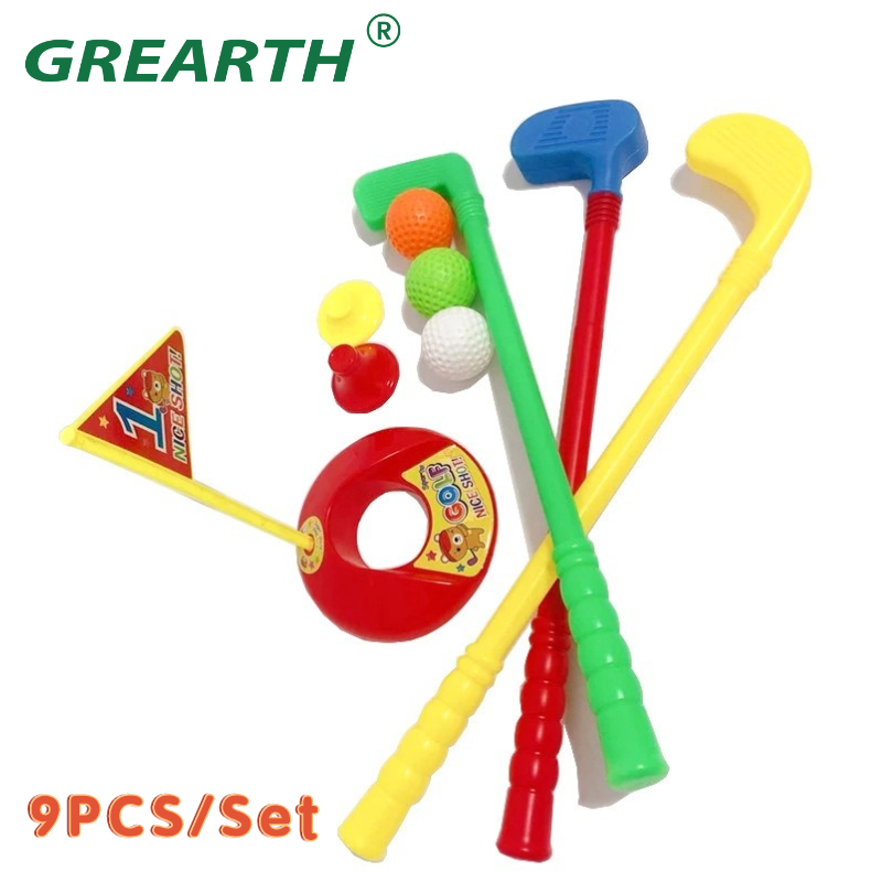 【No-profit】 9PCS/Set Golf Set Kids Children Indoor Outdoor Multicolor Golf Bar Hole Game Kit Practice Toy Supplies Sports Equipmen