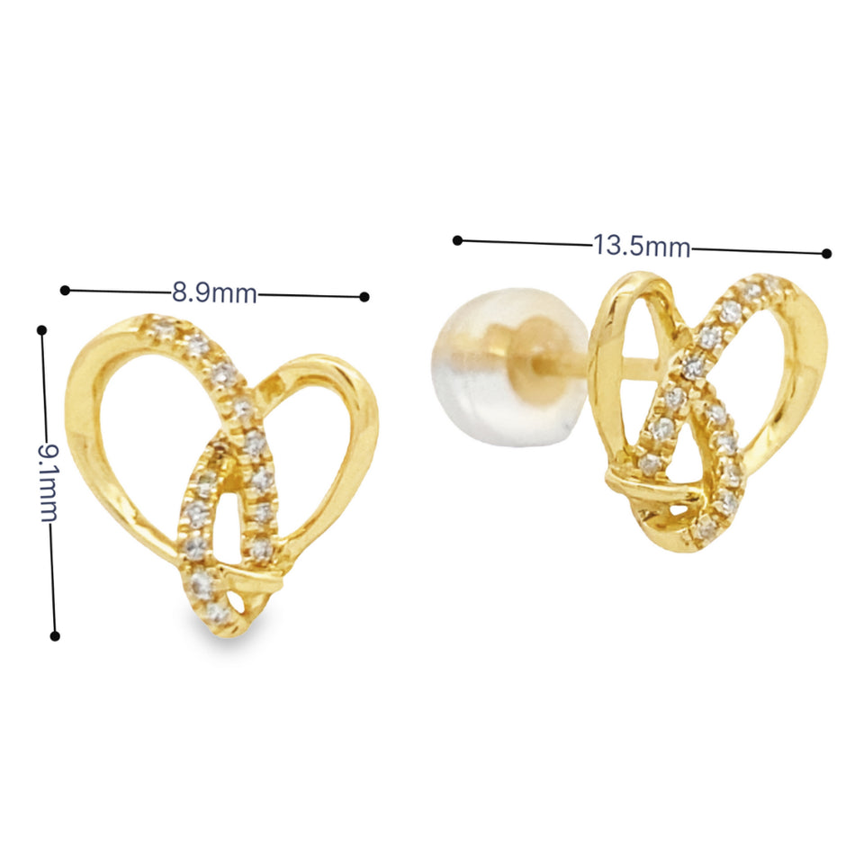 Top Cash Jewellery 9K Yellow Gold Heart Diamond Earrings Lazada