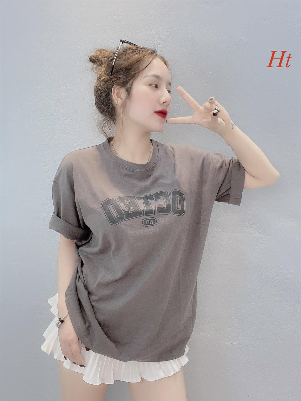 Áo phông chữ Oc.teo Màu: trắng,chì 🆘 chất cotton Su ht