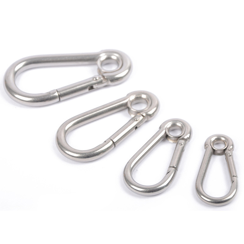 M4 M5 M6 M7 M8 Stainless Steel Carabiner Carbine Snap Hook with Eyelet Spring Buckle Key Ring