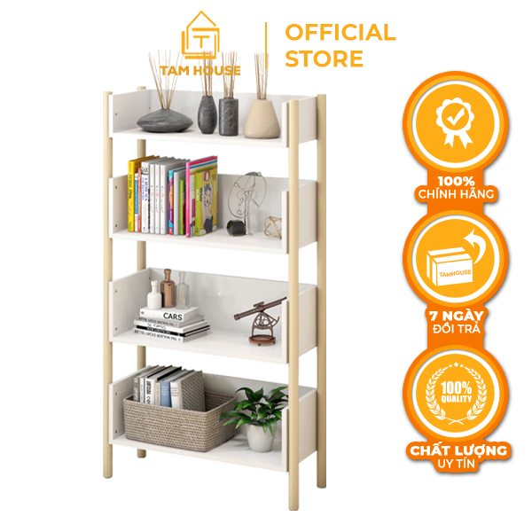 Kệ sách gỗ 4 tầng đa năng mẫu mới Tâm House K52