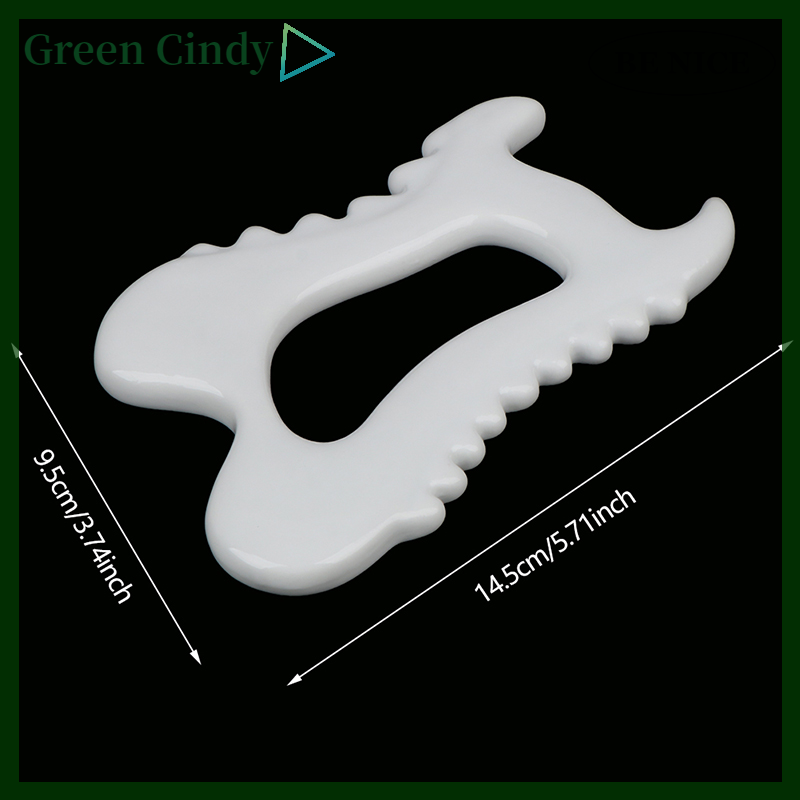 [Green Cindy] Gua Sha Ceramic Rectangle Shape Facial Body Massage Board Tool Portable