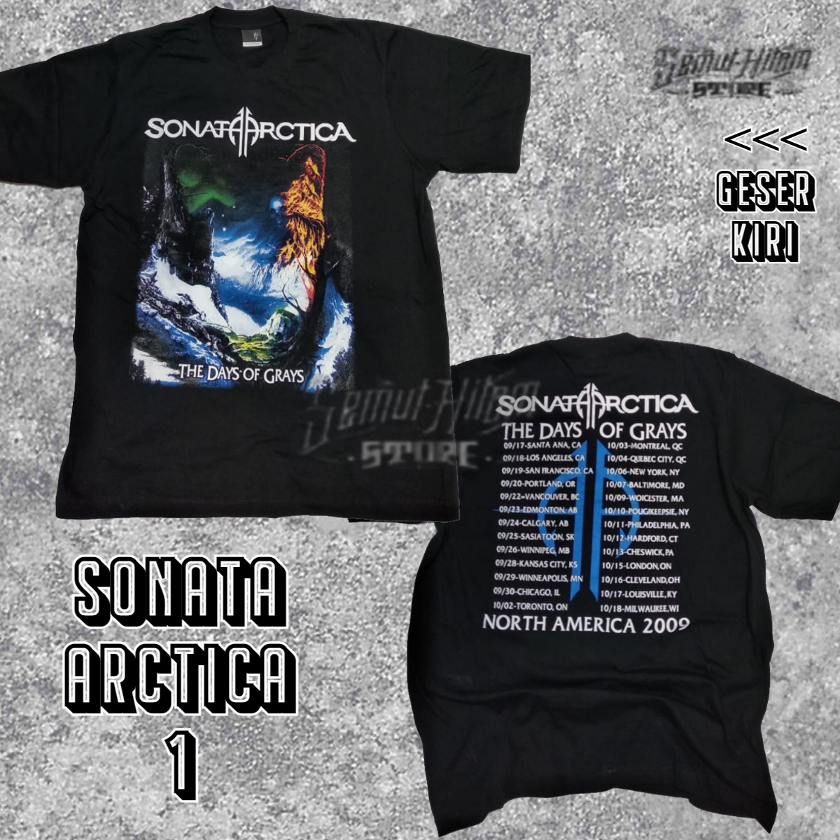 Tshirt Kaos SONATA ARCTICA THE DAYS OF GRAYS Builtup Band Musik