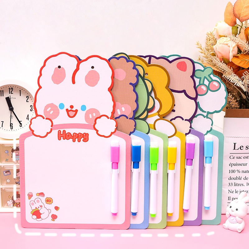 Cute Cartoon Erasable Writing Board Student Double-sided Planner Board with Marker Pen Set