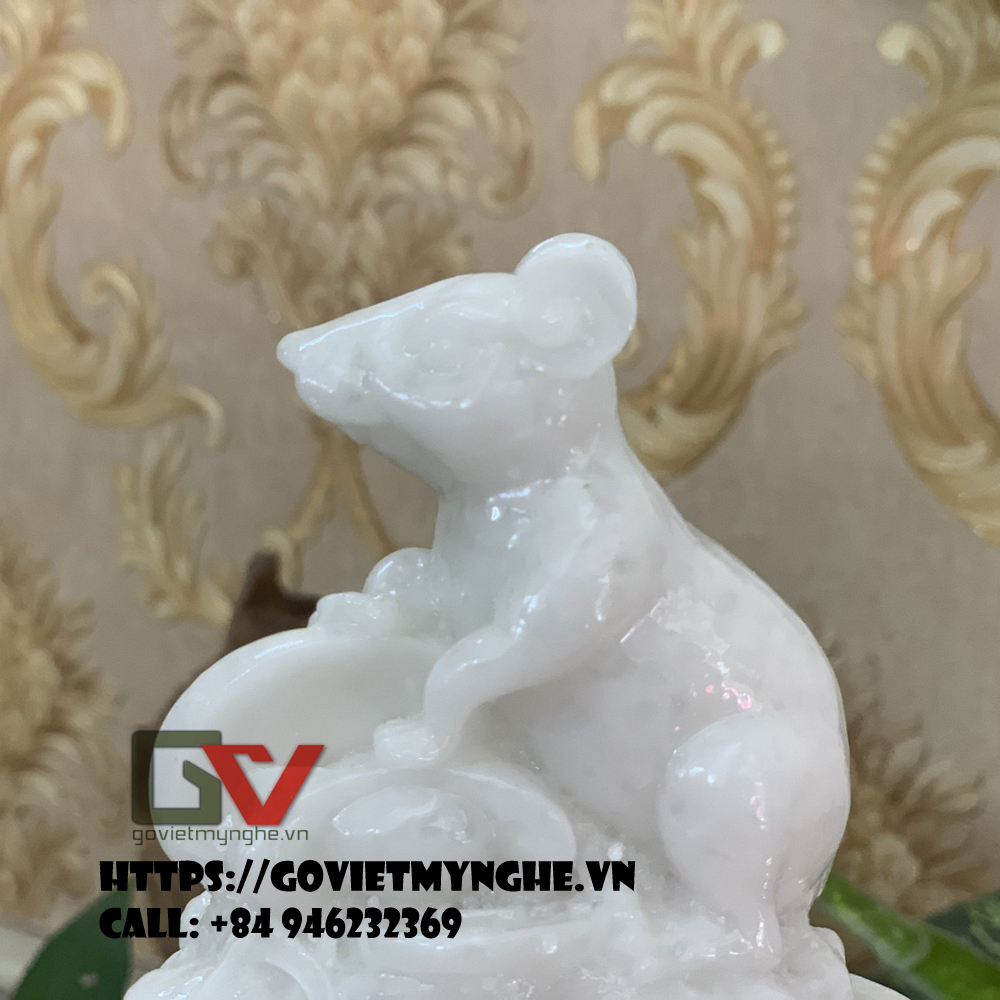 [HCMC] Feng Shui mouse statue-11cm height-composite stone-aqua green