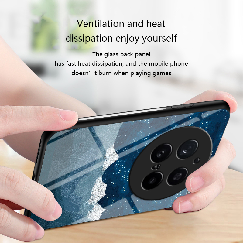 Biruiqu For VIVO X200 Pro Shockproof Starry Colorful Tempered Glass Back Soft Silicone Edge Case Cover. 