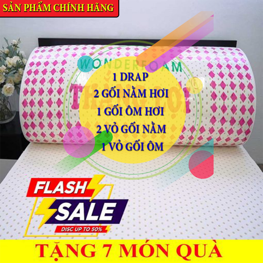 QUÀ 7 MÓN - ĐỦ SIZE - NỆM CAO SU THIÊN NHIÊN WONDER FOAM THẮNG LỢI CAO CẤP - 100% CAO SU NGUYÊN KHỐI