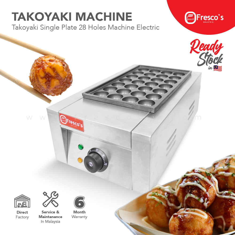 Fresco Takoyaki 1 Plate 28 Holes Machine Electric Dapur Takoyaki