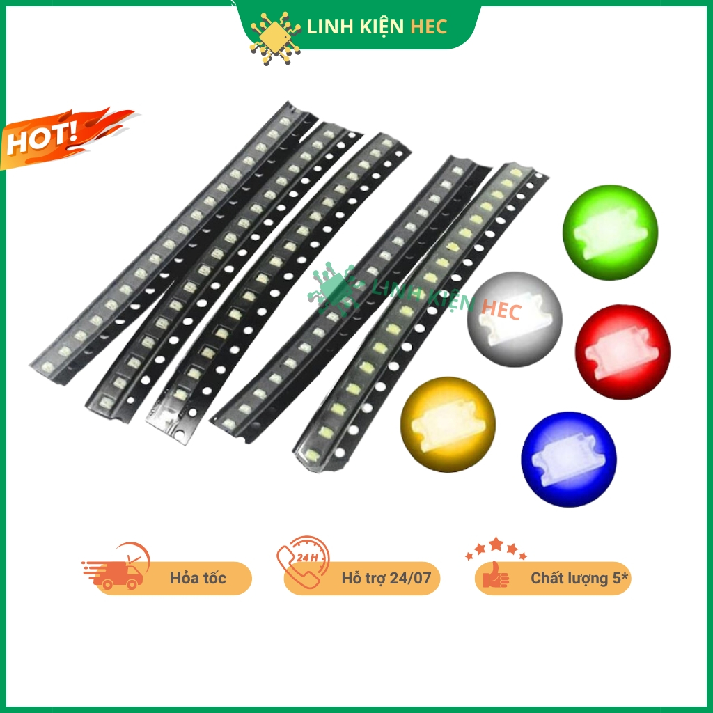Led dán 0805 đủ các màu 10 chiếc linh kiện hec