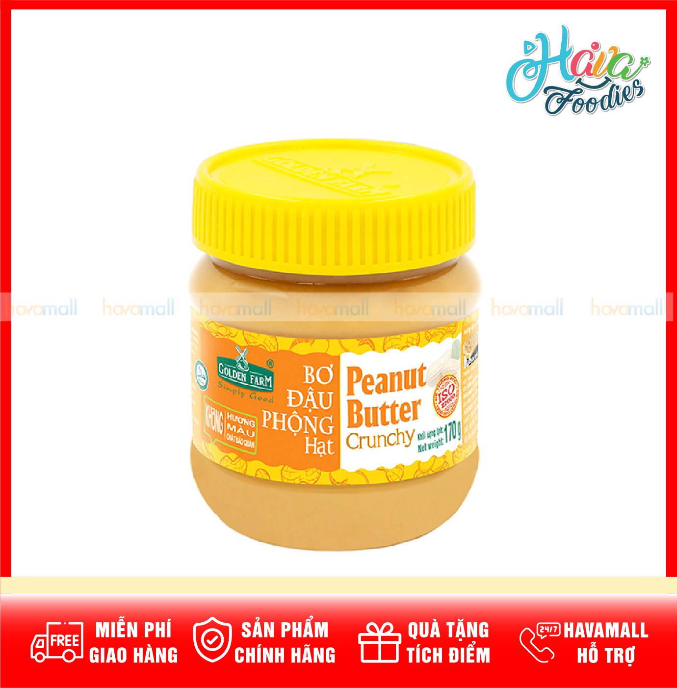 [HOÀN TIỀN MAX 10%][ HÀNG CÔNG TY ] Bơ Đậu Phộng Hạt Golden Farm – Peanut Butter Crunchy