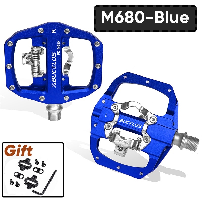 2023 new bucklos mountain bike pedals pd-m680 dual ftion flat&lock pedals fit shimano spd 9/16'' aluminum mtb pedal bike part