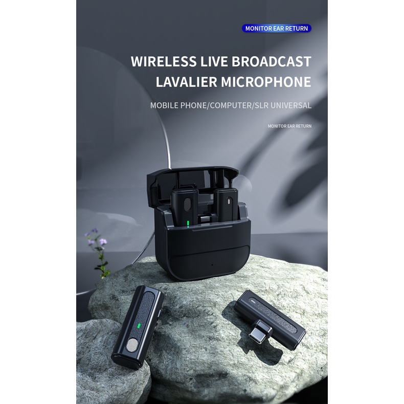 ♥ Cá Tuyết ♥ M9 Wireless Mic Plug&Play 2.4G với micrô có thể mang theo bên mình