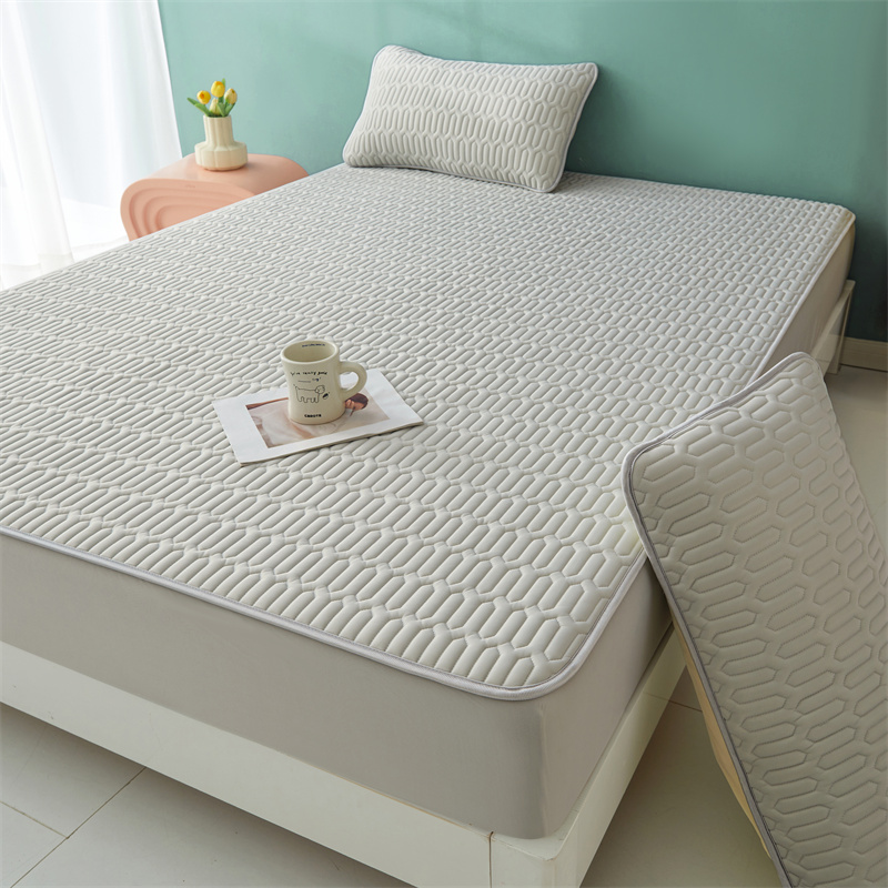 Dansunreve Plain Cooling Fittedsheet Soft Latex Bedsheet Icy Green Blue Grey Mattress Protector