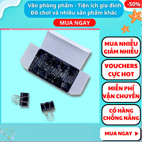[HCM]Hộp 12 kẹp bướm giấy tờ 19mm Echoolax giá rẻ ✓kẹp giấy ✓kẹp tập vở ✓ kẹp giấy giá rẻ ✓ dụng cụ học tập , đồ dùng học tập✓ Nguyễn Thùy Store