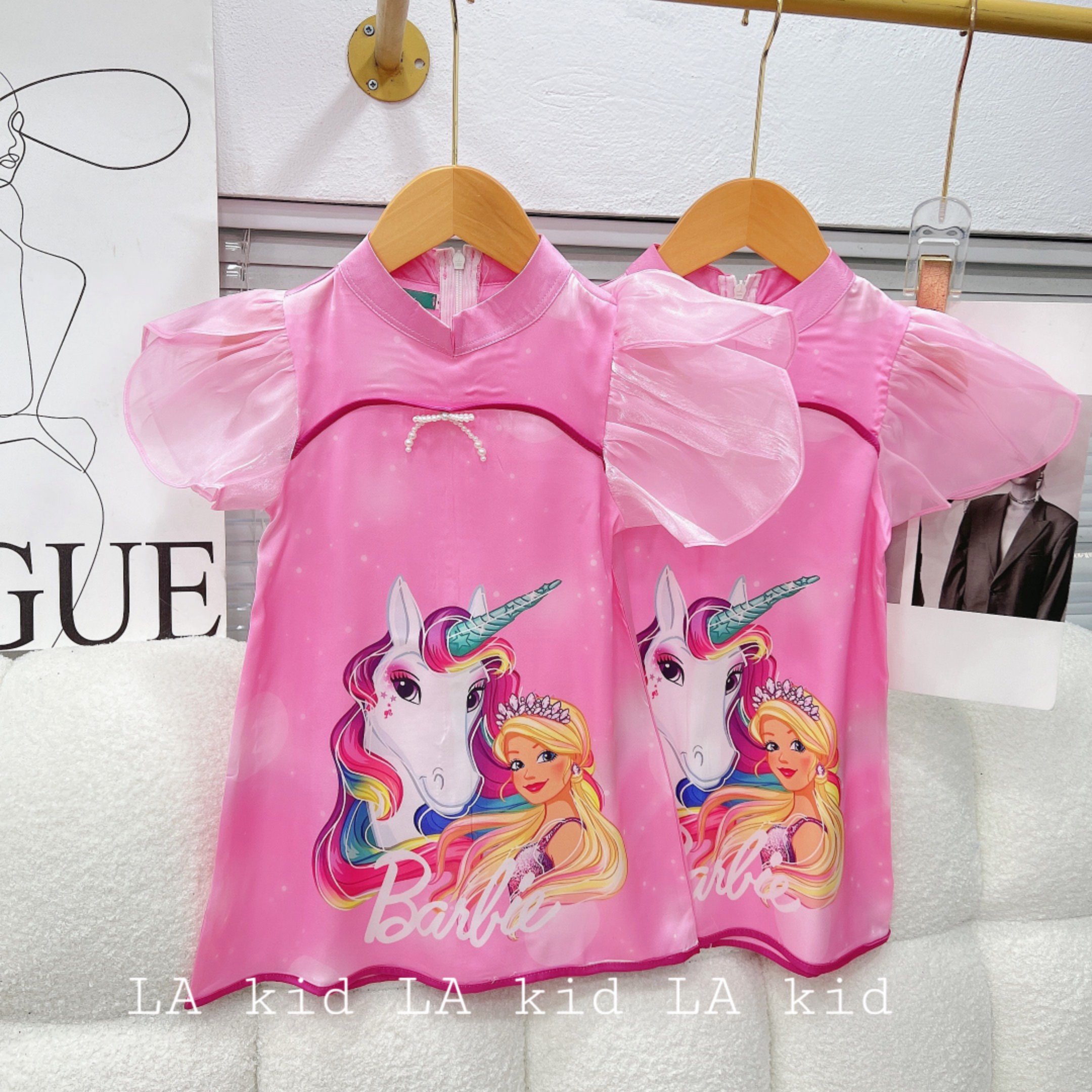 (SIZE 10-32KG) VÁY LỤA CỔ SƯỜN SÁM IN NGỰA PONY CHO BÉ SIÊU XINH