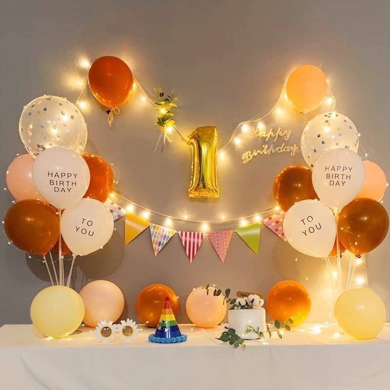 Set Trang Trí Kiểu hàn Quốc Đơn Giản ( Khuyễn Mãi Khủng Tặng Bơm + keo + mũ sinh nhật)