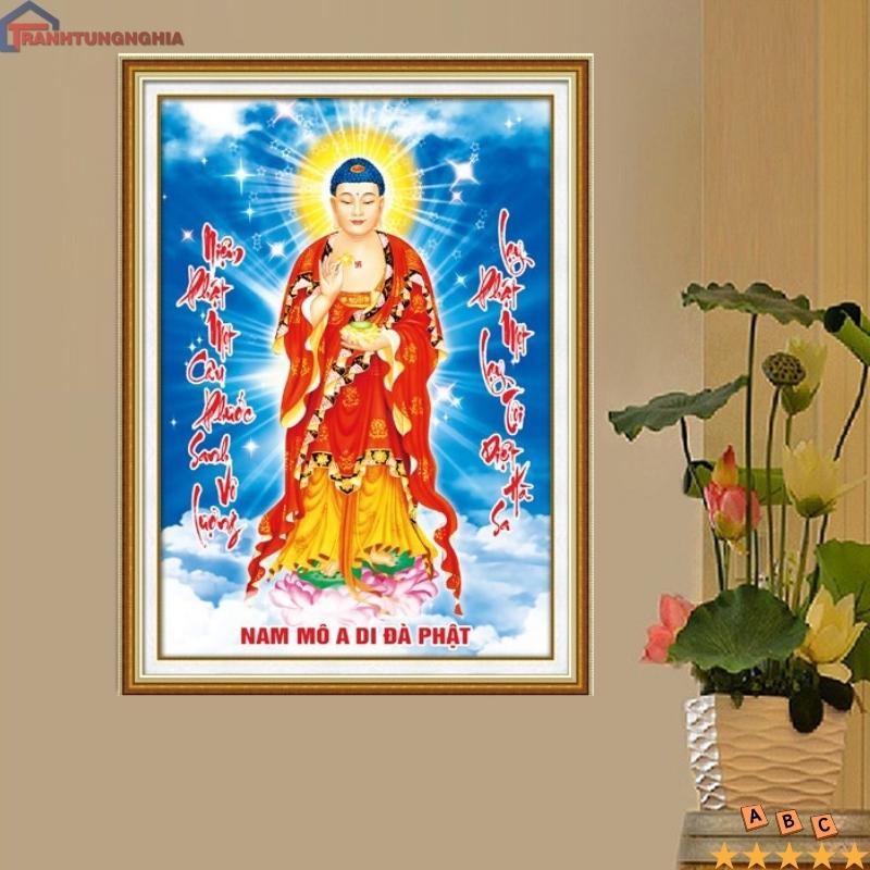 Tranh đính đá ABC phật a di đà 72cm x 50cm