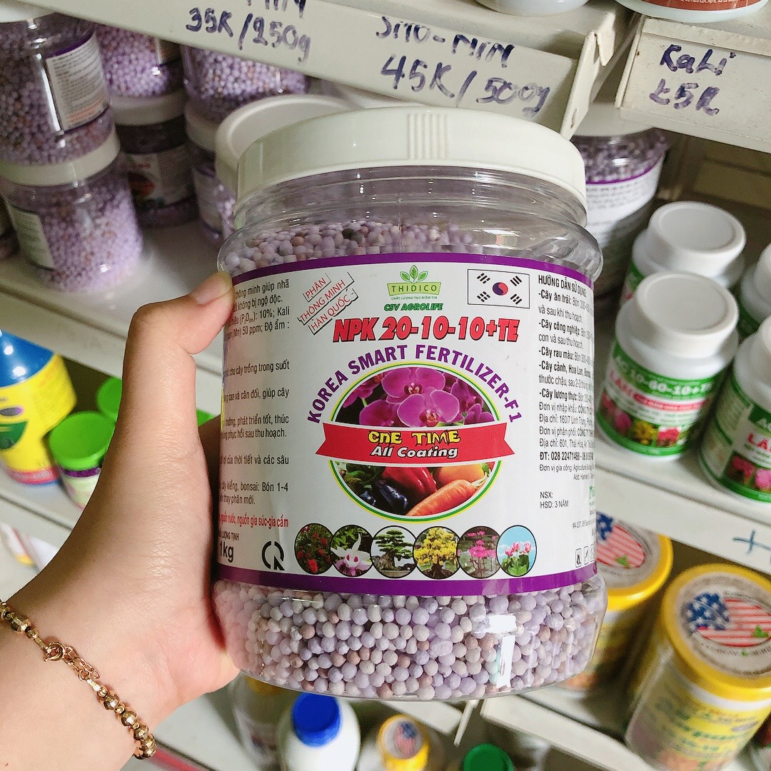 Phân tan chậm Hàn Quốc Agrolife 20-10-10+TE hũ 01kg