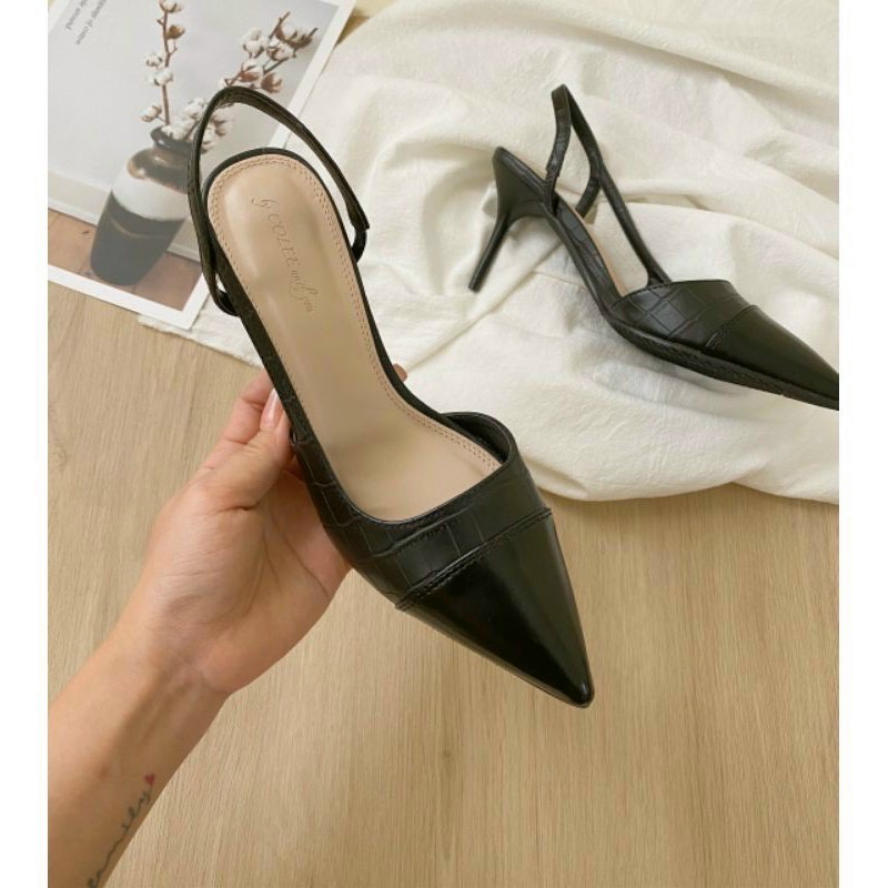 Giày cao gót nữ vân da rắn mũi nhọn H134