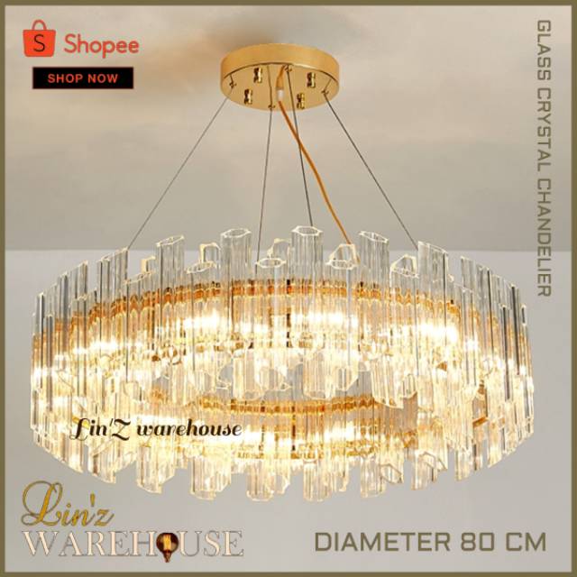 Lampu gantung MODERN GLASS CRYSTAL TUBE 80 CM CHANDELIER Lazada Indonesia