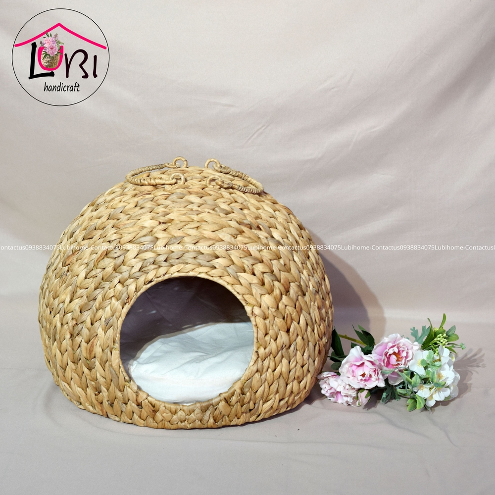 [Lubi Home] - Nhà chó mèo lục bình - mộc mạc, sang trọng (kèm nệm lót)