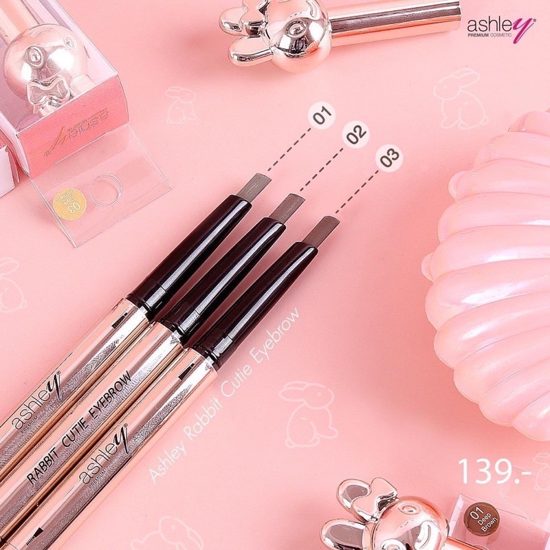 Ashley Rabbit Cutie Eyebrow ดินสอเขียนหมุนออร์โต้หัวตัด กันน้ำ No.03 ...