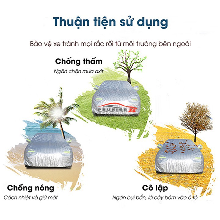 Bạt Che Phủ Xe Mitsubishi Attrage Cao Cấp (bạt 3 lớp Tráng Nhôm, chống xước) size 3M