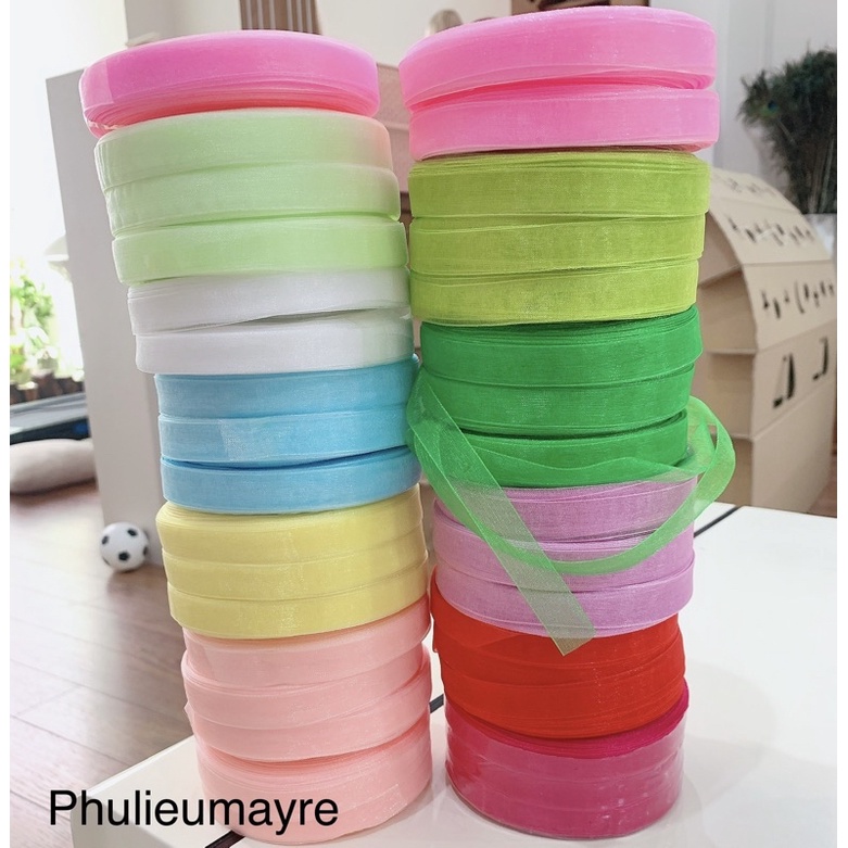 5m Ruy băng voan 1,2cm nhiều màu